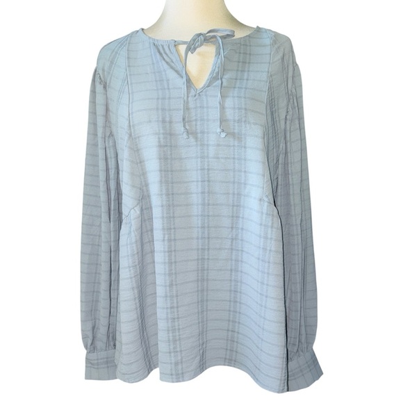 Lee Tops - Lee blouse long sleeves w/buttons pullover stripes loose fit keyhole Sz XL NWT